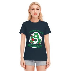 "Stay Cool Women's O-Neck Cotton Tee | Funny Smoking Care Bear Graphic | 100% Cotton, 180 GSM"