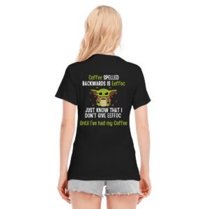 Women's Dark Coffee First, Attitude Later – Funny Yoda-Inspired Graphic Tee!