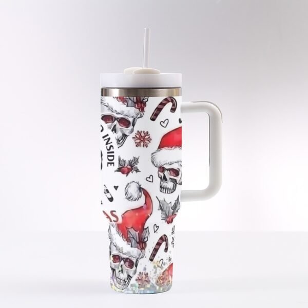Skull Santa 40oz Tumbler with Handle Customizable
