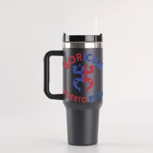 "Boricua Puerto Rico" 40 oz Tumbler with Handle – Sip with Island Pride!