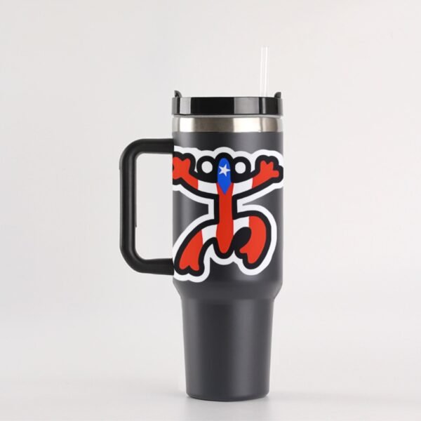 "Coquí Boricua" 40 oz Tumbler with Handle – Sip with Puerto Rican Spirit!