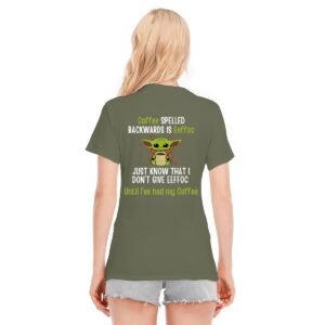 Women's Dark Coffee First, Attitude Later – Funny Yoda-Inspired Graphic Tee!