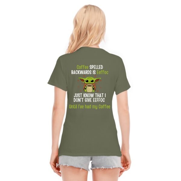 Women's Dark Coffee First, Attitude Later – Funny Yoda-Inspired Graphic Tee!