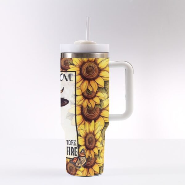 "Live, Laugh, Love" Sunflower 40 oz Tumbler with Handle - For the Bold and Sassy!