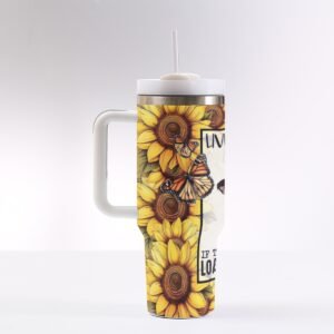 "Live, Laugh, Love" Sunflower 40 oz Tumbler with Handle - For the Bold and Sassy!