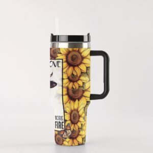 "Live, Laugh, Love" Sunflower 40 oz Tumbler with Handle - For the Bold and Sassy!