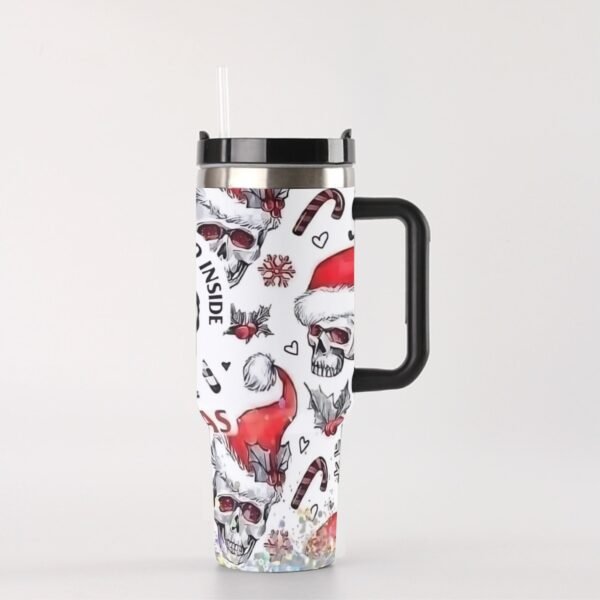 Skull Santa 40oz Tumbler with Handle Customizable