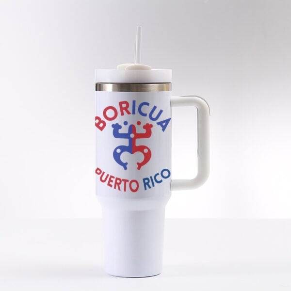 "Boricua Puerto Rico" 40 oz Tumbler with Handle – Sip with Island Pride!