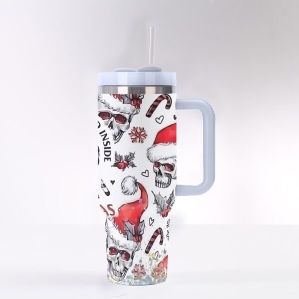 Skull Santa 40oz Tumbler with Handle Customizable