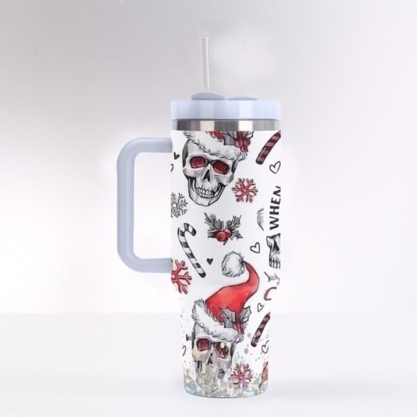 Skull Santa 40oz Tumbler with Handle Customizable
