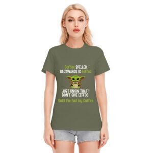 Women's Dark Coffee First, Attitude Later – Funny Yoda-Inspired Graphic Tee!