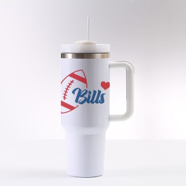 "Bills Love" 40 oz Tumbler with Handle – For True Football Fans!