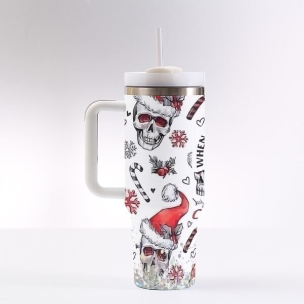 Skull Santa 40oz Tumbler with Handle Customizable