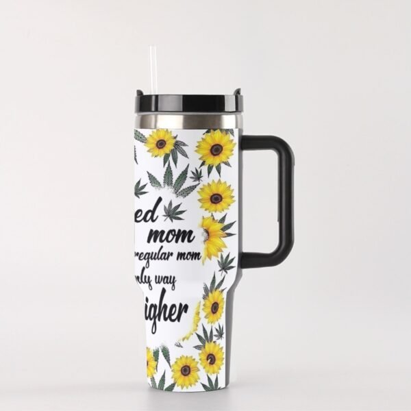 "40 oz ‘Weed Mom’ Stainless Steel Tumbler – For the Moms Who Keep It Real (and Chill)"