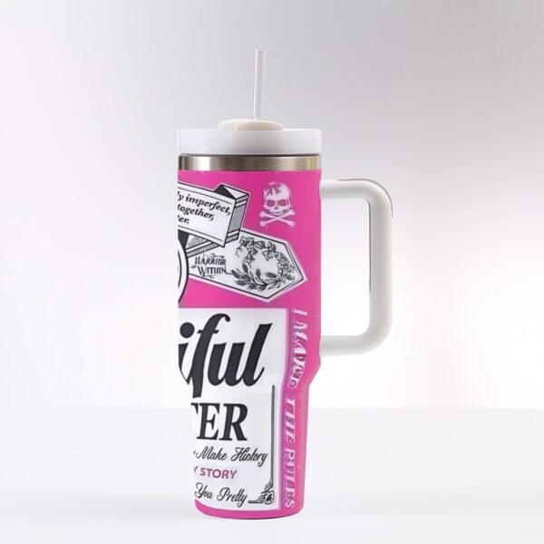 40 oz ‘Beautiful Disaster’ Stainless Steel Tumbler – Perfectly Imperfect, Just Like You!
