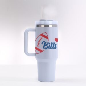 "Bills Love" 40 oz Tumbler with Handle – For True Football Fans!