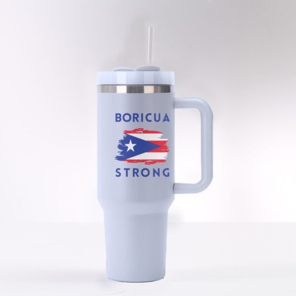 "Boricua Strong" 40 oz Tumbler with Handle – Hydrate with Pride and Resilience!