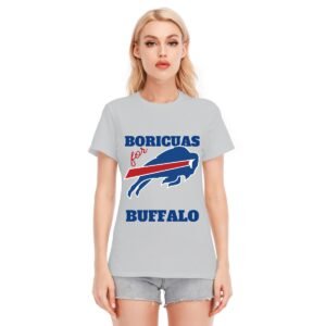 Women's ‘Boricuas for Buffalo Bills’ O-Neck Short Sleeve T-Shirt – Wear Your Team Spirit Proudly!