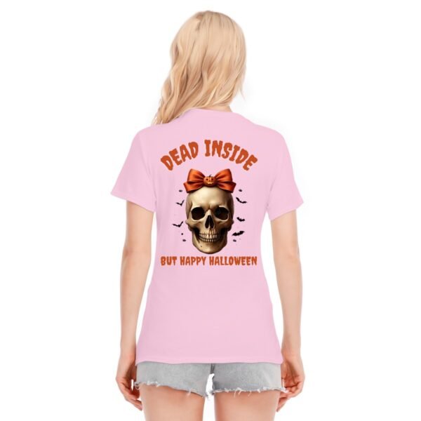 Women's Dead Inside, But Happy Halloween O-neck Short Sleeve T-shirt | 180GSM Cotton (DTF)