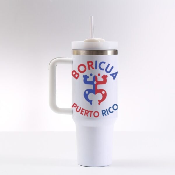 "Boricua Puerto Rico" 40 oz Tumbler with Handle – Sip with Island Pride!