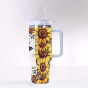 "Live, Laugh, Love" Sunflower 40 oz Tumbler with Handle - For the Bold and Sassy!