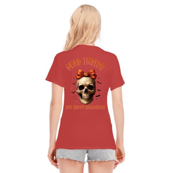 Women's Dead Inside, But Happy Halloween O-neck Short Sleeve T-shirt | 180GSM Cotton (DTF)