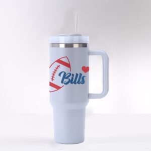 "Bills Love" 40 oz Tumbler with Handle – For True Football Fans!