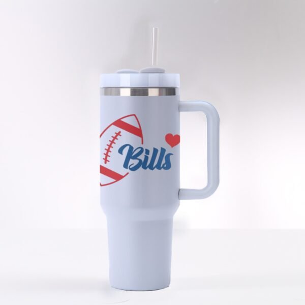 "Bills Love" 40 oz Tumbler with Handle – For True Football Fans!