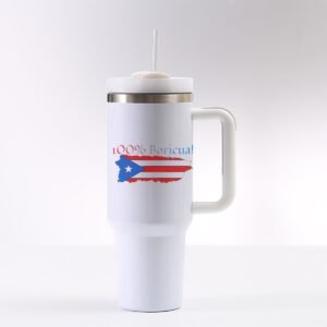 "100% Boricua" 40 oz Tumbler – Keep Your Heritage Close, and Your Drink Closer!