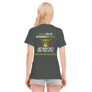 Women's Dark Coffee First, Attitude Later – Funny Yoda-Inspired Graphic Tee!